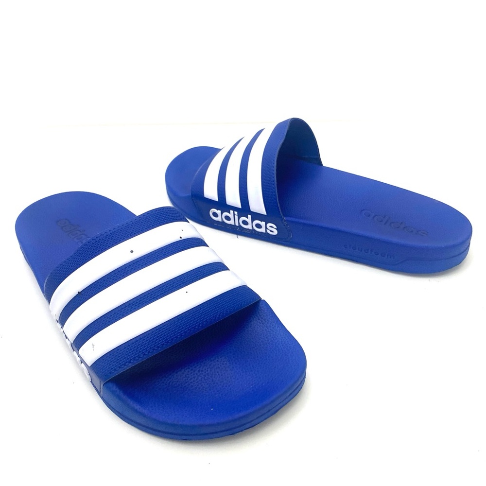 Adidas UNISEX Adilette Shower Stripe Slides (Royal Blue/Cloud White)